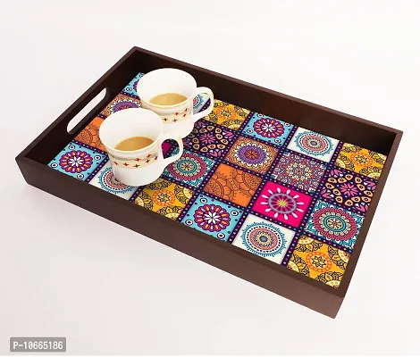 BP Design Solution Mandala MDF Vinyl Printing Serving Tray for Kitchen serveware Coffee Tray Table Tray Size 15x9.5x1.85 inch-thumb2