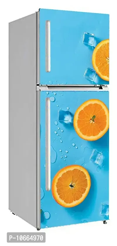 BP Design Solution Lemon Background Design Fridge Wallpaper for Fridge/ almirah /Table (Self Adhesive Vinyl, Water Proof (24x63 inch ) Double Door / Single Door