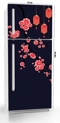 BP Design Solution Flower Background Design Fridge Wallpaper for Fridge/ almirah /Table (Self Adhesive Vinyl, Water Proof (63x24 inch ) Double Door / Single Door (Flower Blue Background)-thumb1