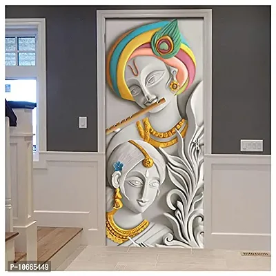 BP Design Solution Vinyl Dwarkadheesh Door Sticker Wallpaper for Door, Almirah, Table, Ac, Fridge Size 30x78 inch-thumb3