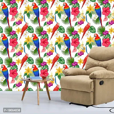 BP Design Solution Parrot Design Wallpaper for Home D?cor, Office, Wall etc. (Self Adhesive Vinyl, Water Proof (16x96 (10 sqft)