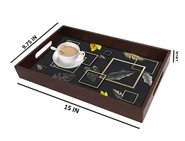 BP Design Solution Box Leaf Design MDF Vinyl Printing Serving Tray for Kitchen serveware Coffee Tray Table Tray Size 15x9.5x1.85 inch-thumb3