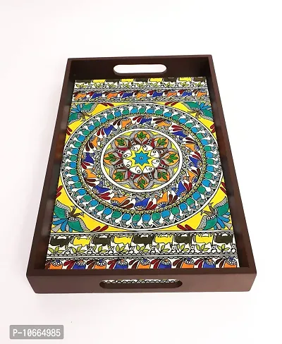 BP Design Solution Madhu Bani Design MDF Vinyl Printing Serving Tray for Kitchen serveware Coffee Tray Table Tray Size 15x9.5x1.85 inch-thumb3