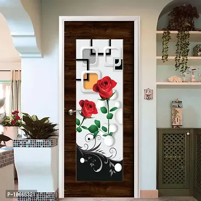 BP Design Solution 5Rose Vinyl Door Sticker Wallpaper for Door, Almirah, Table, Ac, Fridge