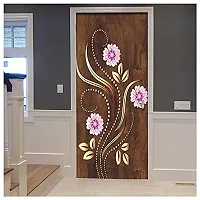 BP Design Solution Vinyl Pink Flower Door Sticker Wallpaper for Door, Almirah, Table, Ac, Fridge Size 30x78 inch-thumb2