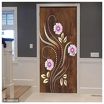 BP Design Solution Vinyl Pink Flower Door Sticker Wallpaper for Door, Almirah, Table, Ac, Fridge Size 30x78 inch-thumb3