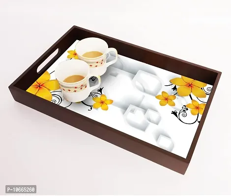 BP Design Solution Glamour Design MDF Vinyl Printing Serving Tray for Kitchen serveware Coffee Tray Table Tray Size 15x9.5x1.85 inch