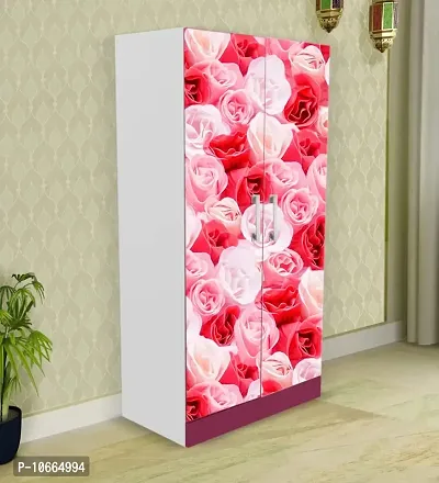 BP Design Solution Pink Rose Almirah Sticker Wallpaper Self Adhesive Vinyl, Water Proof (30x70)-thumb0