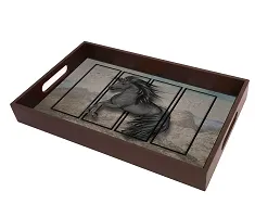 BP Design Solution Horse Design MDF Vinyl Printing Serving Tray for Kitchen serveware Coffee Tray Table Tray Size 15x9.5x1.85 inch-thumb2