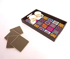 BP Design Solution Mandala MDF Vinyl Printing Serving Tray for Kitchen serveware Coffee Tray Table Tray Size 15x9.5x1.85 inch-thumb2