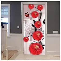 BP Design Solution Vinyl Red Flower Door Sticker Wallpaper for Door, Almirah, Table, Ac, Fridge Size 30x78 inch-thumb3