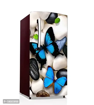 BP Design Solution Stone Butterfly Design Fridge Sticker/ almirah /Table (Self Adhesive Vinyl, Water Proof (24x49 inch ) Single Door