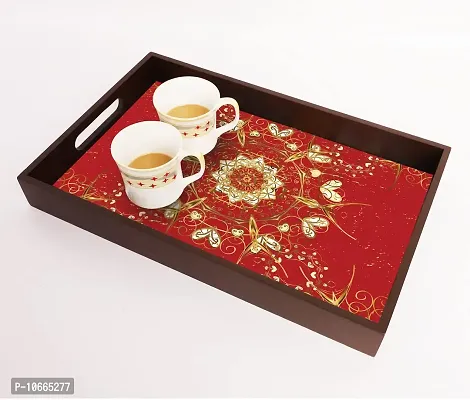 BP Design Solution Devine Design MDF Vinyl Printing Serving Tray for Kitchen serveware Coffee Tray Table Tray Size 15x9.5x1.85 inch