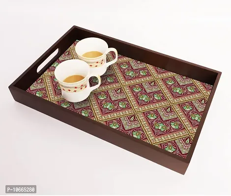 BP Design Solution Crypto Design MDF Vinyl Printing Serving Tray for Kitchen serveware Coffee Tray Table Tray Size 15x9.5x1.85 inch