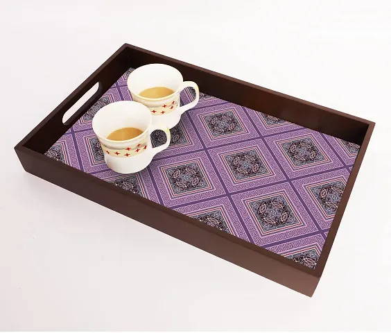 BP Design Solution Viraya Design MDF Vinyl Printing Serving Tray for Kitchen serveware Coffee Tray Table Tray Size 15x9.5x1.85 inch