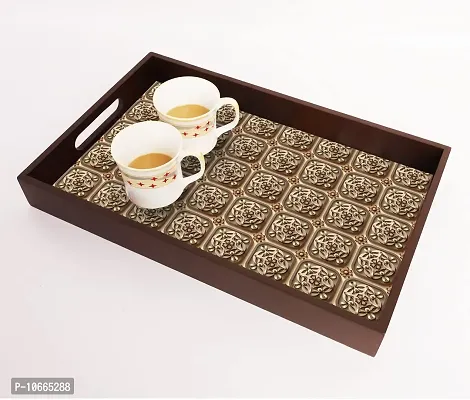 BP Design Solution Rivaya Design MDF Vinyl Printing Serving Tray for Kitchen serveware Coffee Tray Table Tray Size 15x9.5x1.85 inch