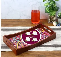 BP Design Solution Mandala Curve Tray Vinyl Printing use for Table Tray Coffee Tray Office Size 15x10x2 inch (Cup Design)-thumb1