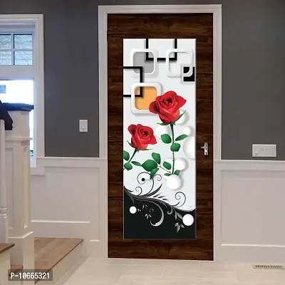 BP Design Solution 5Rose Vinyl Door Sticker Wallpaper for Door, Almirah, Table, Ac, Fridge-thumb2