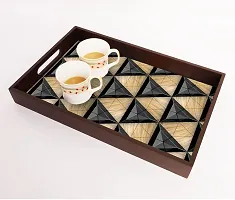 BP Design Solution Cream Brown Design MDF Vinyl Printing Serving Tray for Kitchen serveware Coffee Tray Table Tray Size 15x9.5x1.85 inch-thumb3