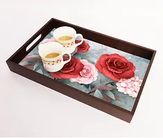 BP Design Solution Rose MDF Vinyl Printing Serving Tray for Kitchen serveware Coffee Tray Table Tray Size 15x9.5x1.85 inch-thumb1