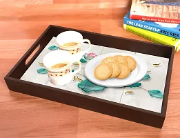 BP Design Solution Globaly Design MDF Vinyl Printing Serving Tray for Kitchen serveware Coffee Tray Table Tray Size 15x9.5x1.85 inch-thumb1