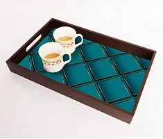 BP Design Solution Blue Design MDF Vinyl Printing Serving Tray for Kitchen serveware Coffee Tray Table Tray Size 15x9.5x1.85 inch-thumb2