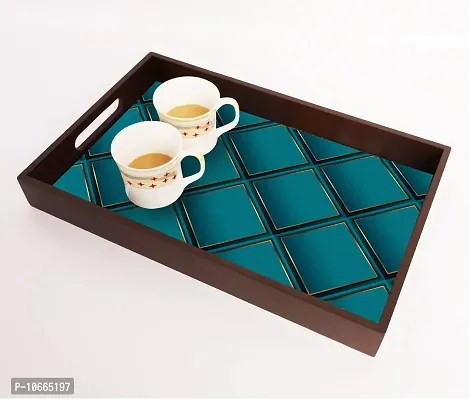 BP Design Solution Blue Design MDF Vinyl Printing Serving Tray for Kitchen serveware Coffee Tray Table Tray Size 15x9.5x1.85 inch-thumb3