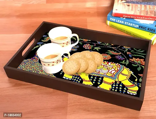 BP Design Solution Elephant Painting Design MDF Vinyl Printing Serving Tray for Kitchen serveware Coffee Tray Table Tray Size 15x9.5x1.85 inch-thumb2