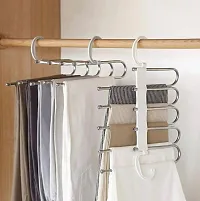 S V 5 in 1 Hanger, Multi-Layer, Multi Purpose, Clothes Hanging Stainless Steel, Folding, Magic Hangers, Non-Slip, Space Saving, Closet Organizer, for Trousers, Scarf, Tie, Belt, Pant, Jeans-thumb2