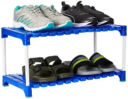 NM ENTERPRISE 2 Shelf Shoe Rack(Blue  White), Sturdy, Kitchen Storage, Shoe Stand, Collapsible Shoe Rack, Metal, Plastic, Multipurpose-thumb1