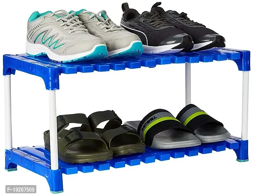 NM ENTERPRISE 2 Shelf Shoe Rack(Blue  White), Sturdy, Kitchen Storage, Shoe Stand, Collapsible Shoe Rack, Metal, Plastic, Multipurpose-thumb2