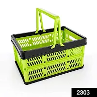 S V Collapsible Shopping Basket Folding Basket Use for Food Snacks Picnic Outdoor Shopping Light-Weight Carry Handle Basket Portable Folding Storage Crates Multipurpose Usable (Multi Color)-thumb1