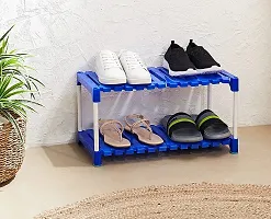 NM ENTERPRISE 2 Shelf Shoe Rack(Blue  White), Sturdy, Kitchen Storage, Shoe Stand, Collapsible Shoe Rack, Metal, Plastic, Multipurpose-thumb2