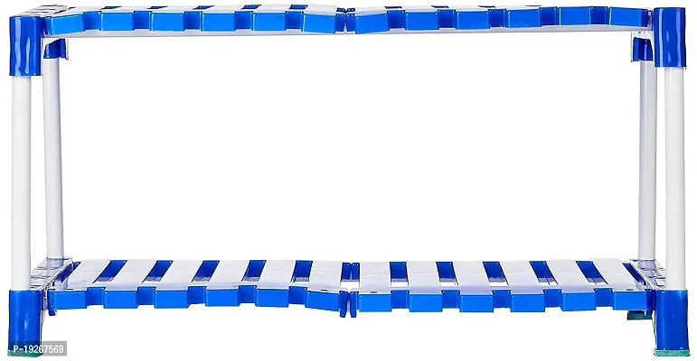 NM ENTERPRISE 2 Shelf Shoe Rack(Blue  White), Sturdy, Kitchen Storage, Shoe Stand, Collapsible Shoe Rack, Metal, Plastic, Multipurpose-thumb5