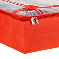 PRASM Non Woven Red Plain Saree Cover for women?s wardrobe organizer with capacity up to 15 sarees (90 GSM) (Set of 5)-thumb3