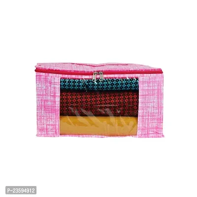 PRASM Non Woven Printed Pink Color Saree Cover for women?s wardrobe organizer | Saree Organizer for Garment Covers with capacity up to 10 sarees(Medium)