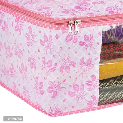 PRASM Non Woven Printed Pink Saree Cover for women?s wardrobe organizer | Saree Organizer for Garment Covers with capacity up to 10 saree-thumb3