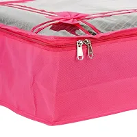 PRASM Non Woven Dark Pink Plain Saree Cover for women?s wardrobe organizer with capacity up to 15 sarees (90 GSM) (Set of 5)-thumb3