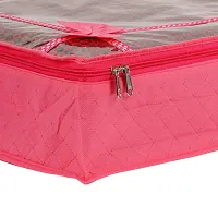 PRASM Non Woven Dark Pink Saree Cover for women?s wardrobe organizer with capacity up to 15 sarees (90 GSM) (Set of 5)-thumb1