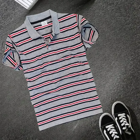 Mens Comfortable Striped Polo T-Shirts