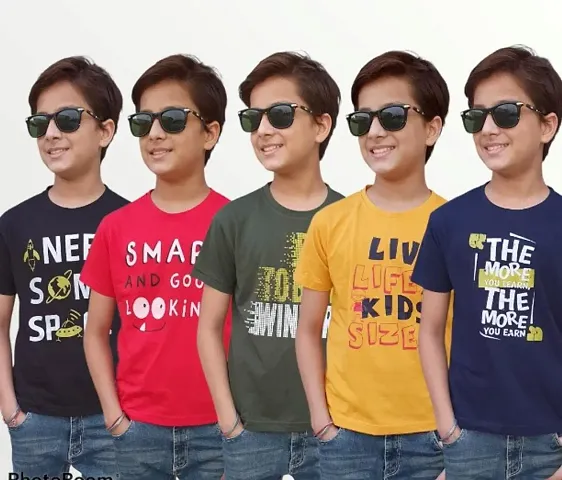 Kids Boys Summer Cotton T-Shirt- Pack of 5