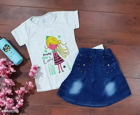 Trendy Cotton Top with Skirt for Girl