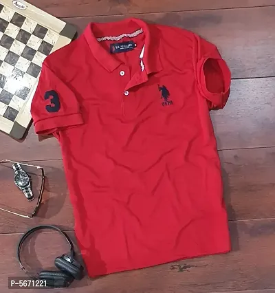 Red Polycotton Polos For Men