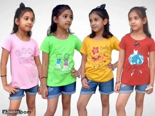 Girls Cotton tshirts In Pack Of 4-thumb0