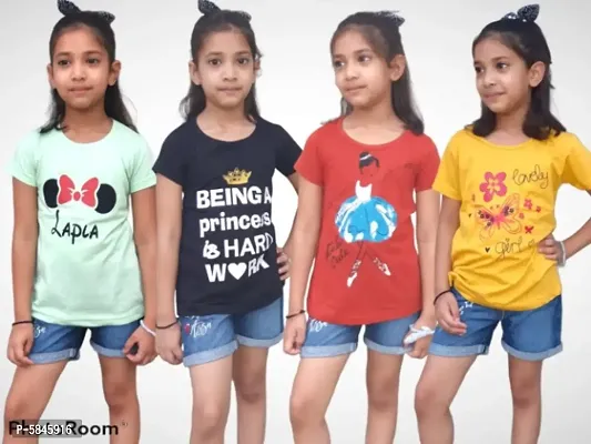 Girls Cotton tshirts In Pack Of 4