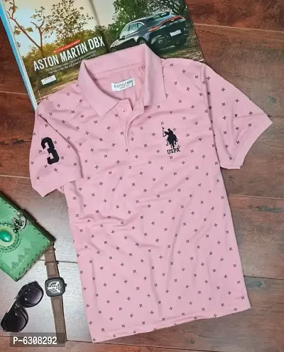 Pink Cotton Blend Polos For Men