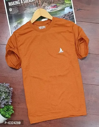 Orange Cotton Blend Tshirt For Men