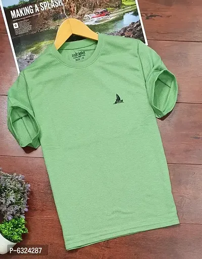 Green Cotton Blend Tshirt For Men