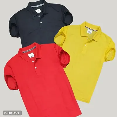 Stylish Men Solid Multicolored T-shirts Pack Of 3