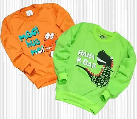 Classic Fleece Printed Sweatshirts for Kids Boys, Pack of 2